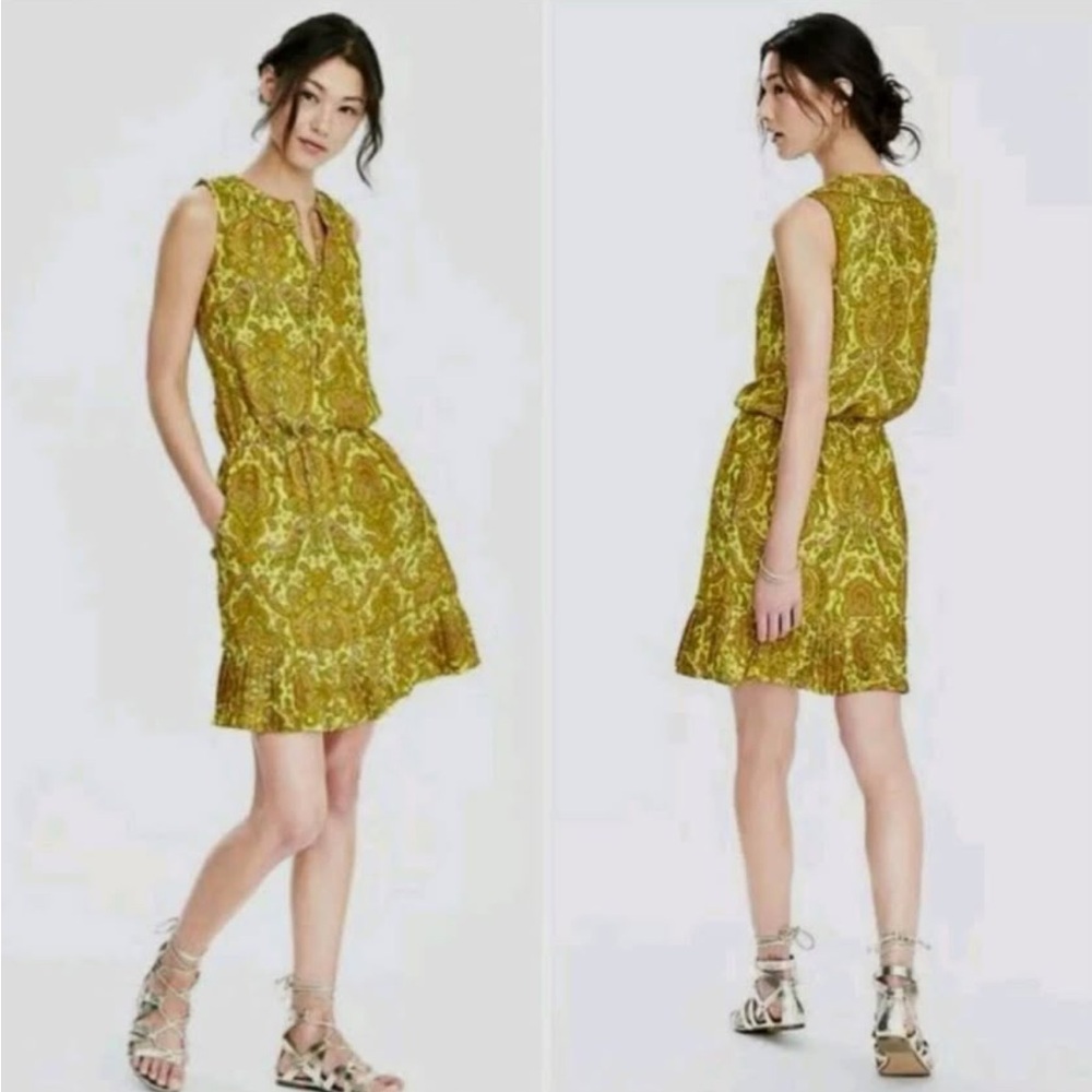 Banana Republic Yellow Patterned Paisley Dress.